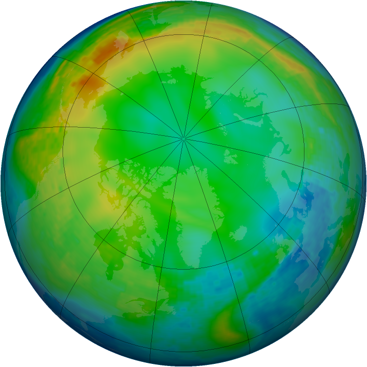 Arctic ozone map for 13 December 2003